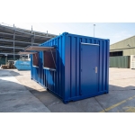 Contenedor tienda 20 pies azul con doble trampilla